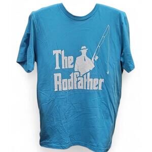 The Rodfather Blue T-Shirt Size (L) Pre-Owned Never Worn Fishing Parody Tee